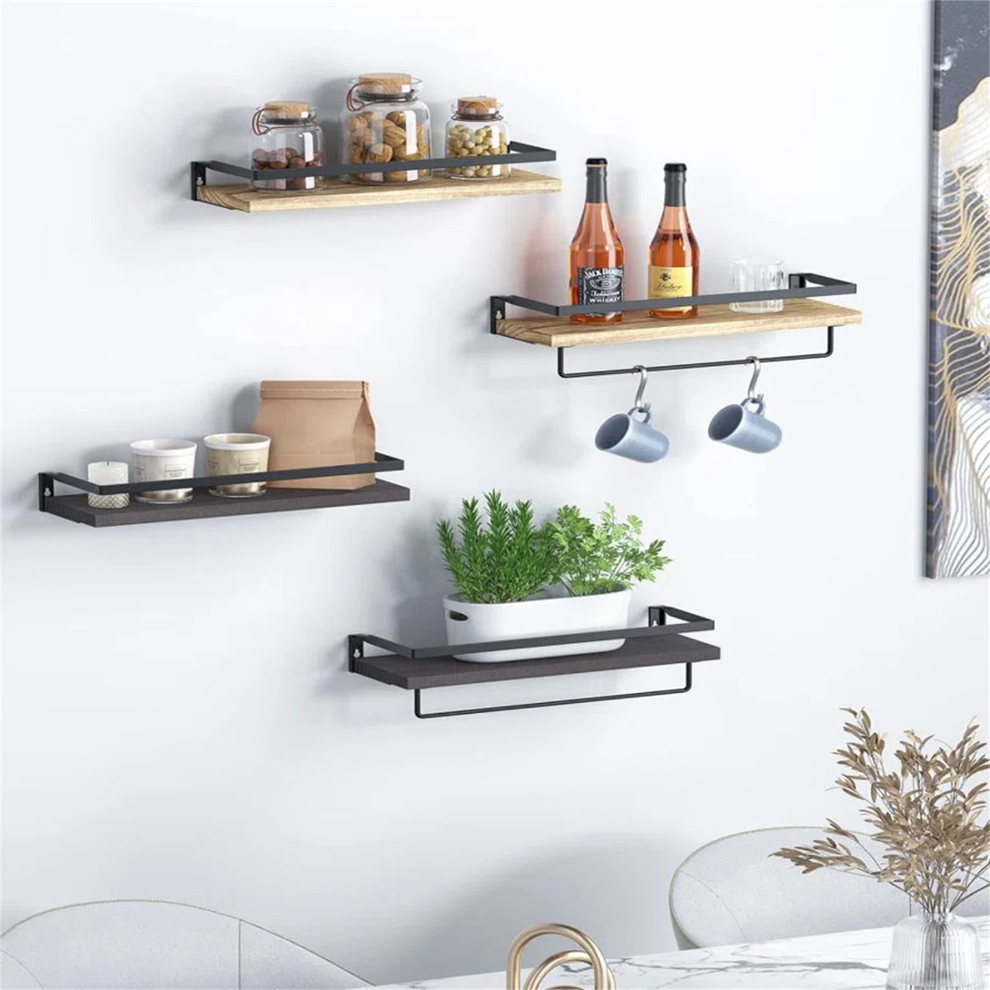 Bathroom Shelf with Towel Bar Set of 2