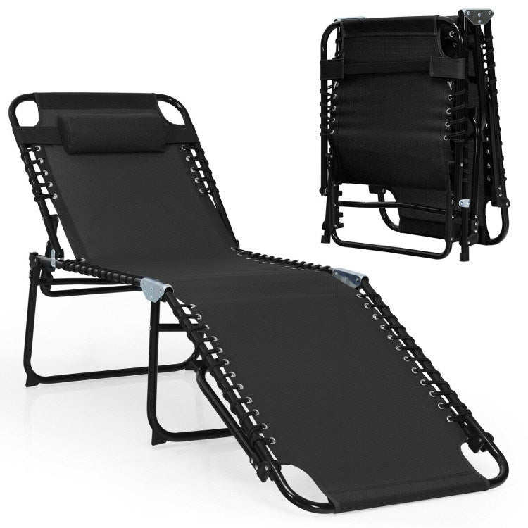 Foldable Recline Lounge Chair with Adjustable Backrest and Footrest