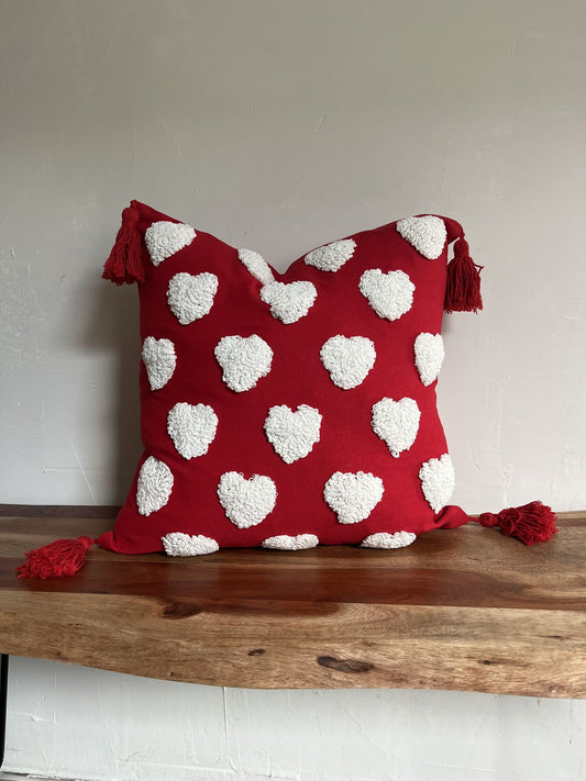 Valentines day throw pillow cover tufted