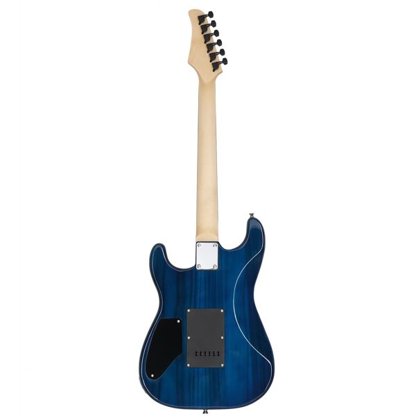 [Do Not Sell on Amazon] Glarry GST Stylish H-H Pickup Tiger Stripe Electric Guitar Kit with 20W AMP Bag Guitar Strap Blue