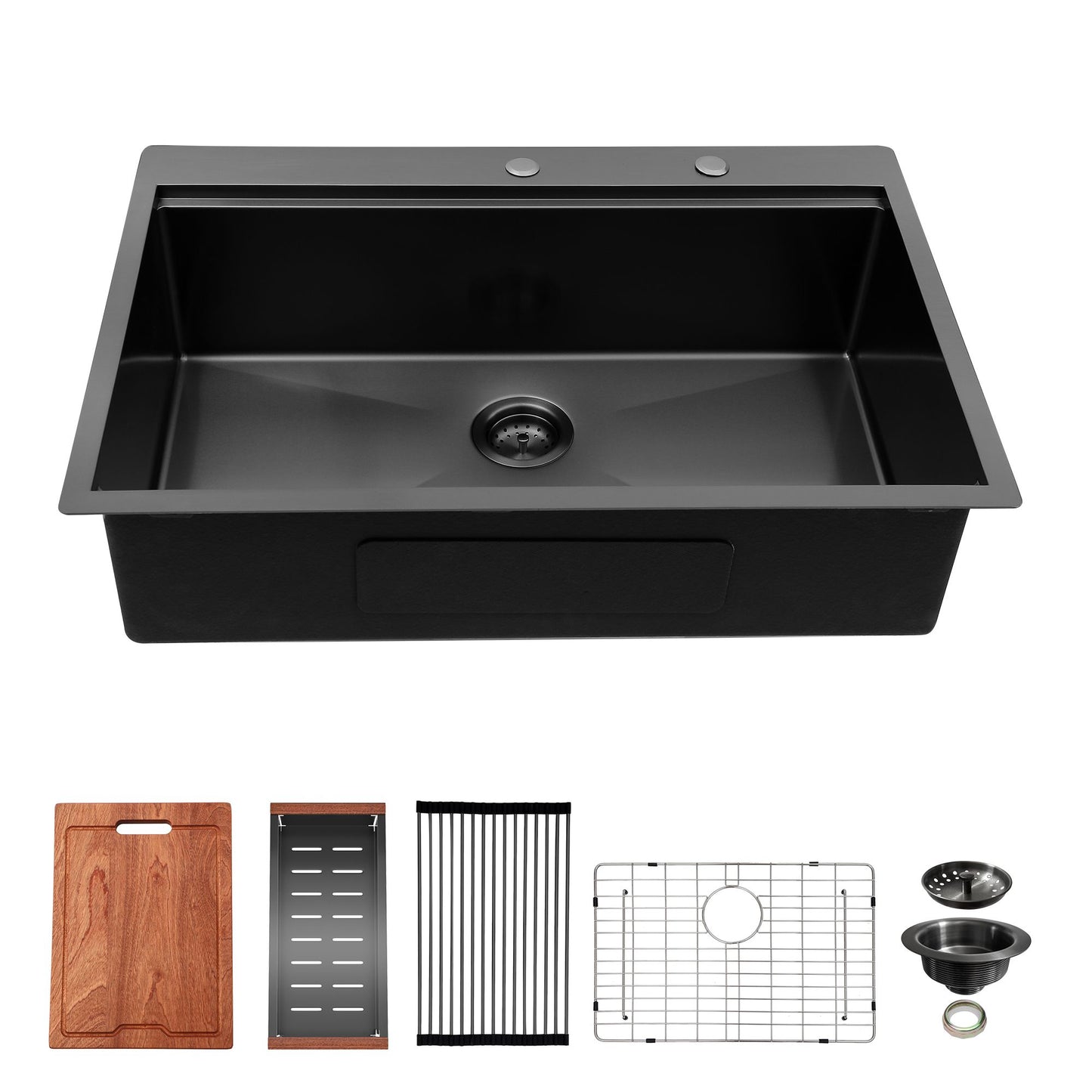 Lordear Drop In Workstation Sink Topmount 16 Gauge Stainless Steel or Gunmetal Black Single Bowl Kitchen Sink