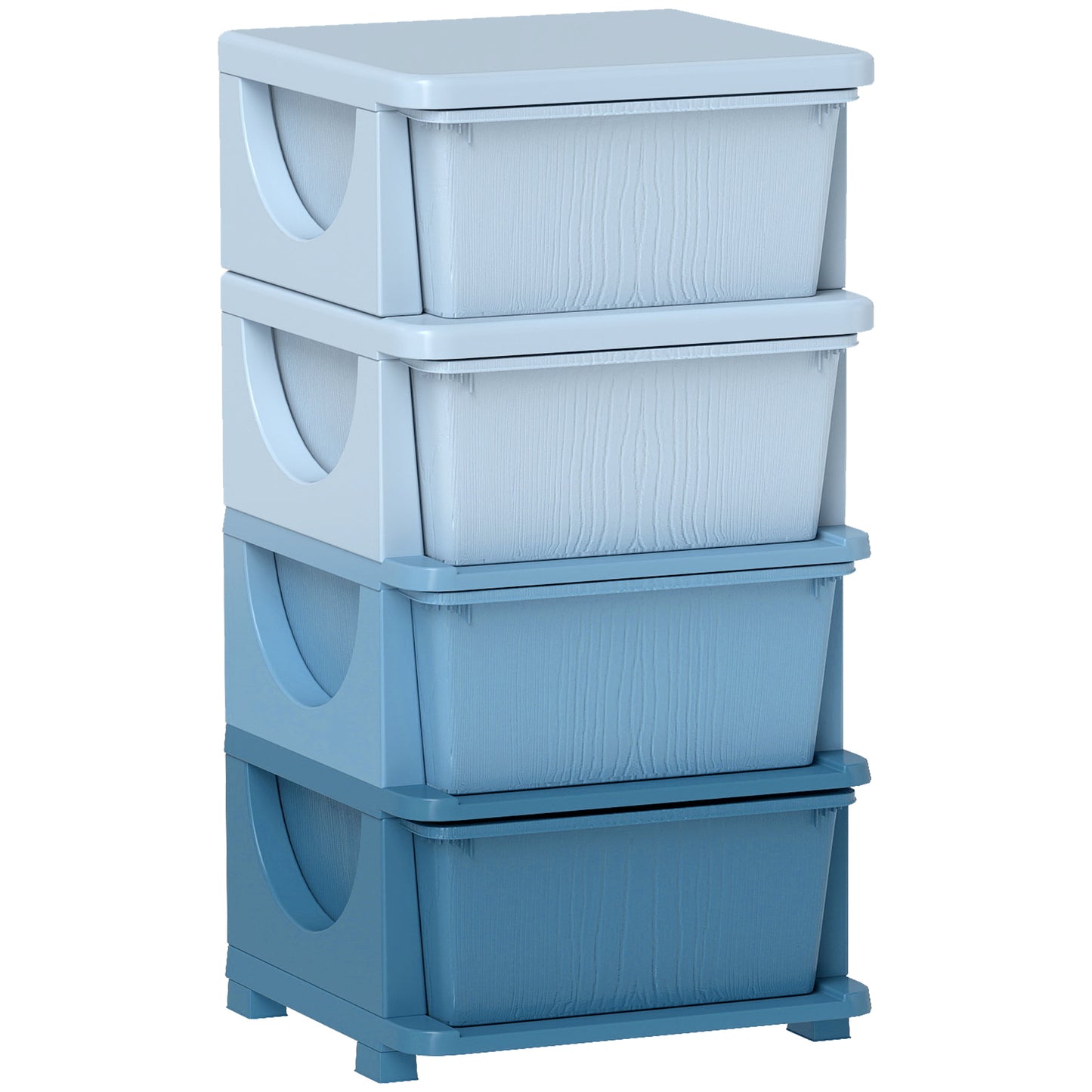 Qaba 4 Tier Kids Storage Unit, 4 Drawer Chest Toy Organizer Plastic Bins for Kids Bedroom Nursery Kindergarten Living Room for Boys Girls Toddlers, Blue