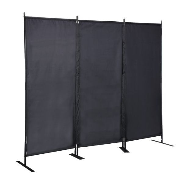 6 Ft Modern Room Divider, 3-Panel Folding Privacy Screen w/ Metal Standing, Portable Wall Partition XH