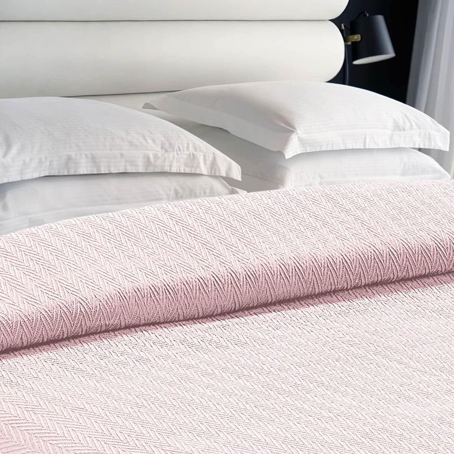 King Size Blankets for Bed 100% Cotton Blanket Soft and Breathable 410Gsm Waffle Lightweight Summer Blanket 108x90 Inches Pink