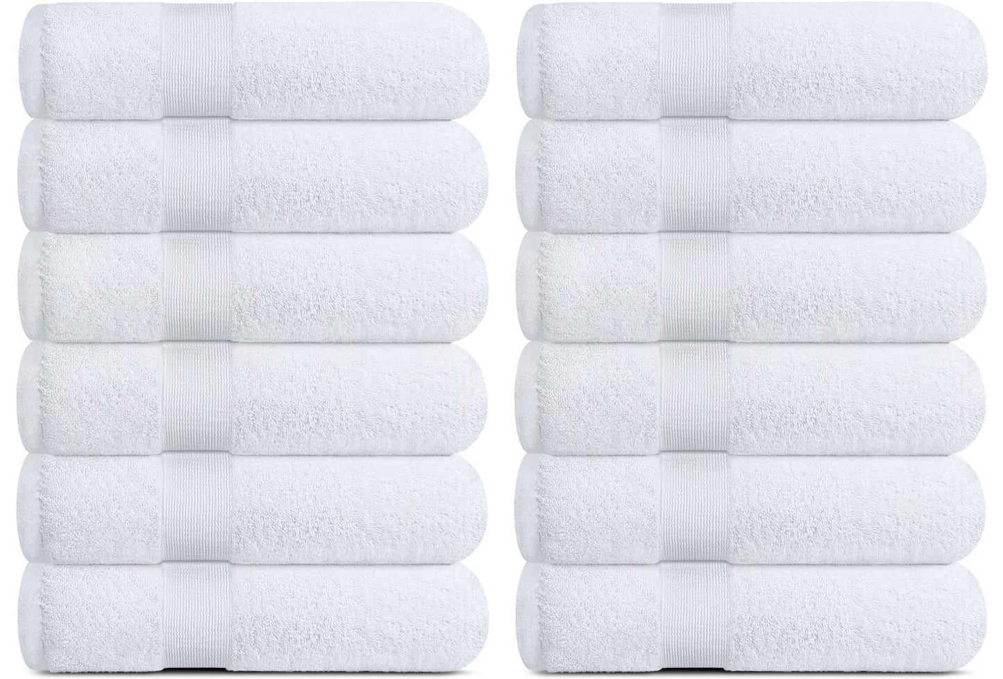 Resort Collection Soft Washcloth Face & Body Towel Set 12 Pack White 12x12 in Luxury Hotel Plush & Absorbent Cotton Washclothes