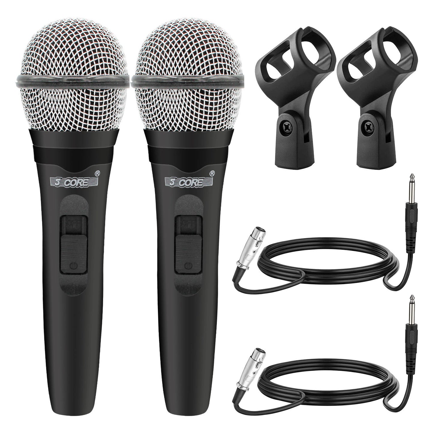 5 Core Microphone XLR Dynamic Mic Karaoke Singing Handheld Microfono Wired Professional Unidirectional 1/4 Plug In Cord Connection for Vocal DJ Music - PM 600