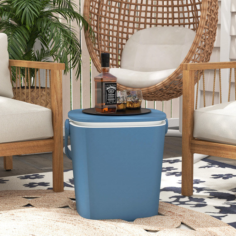 3-in-1 Portable Cooler Bar Table with Bottle Opener and Lift Top Lid for Camping Poolside