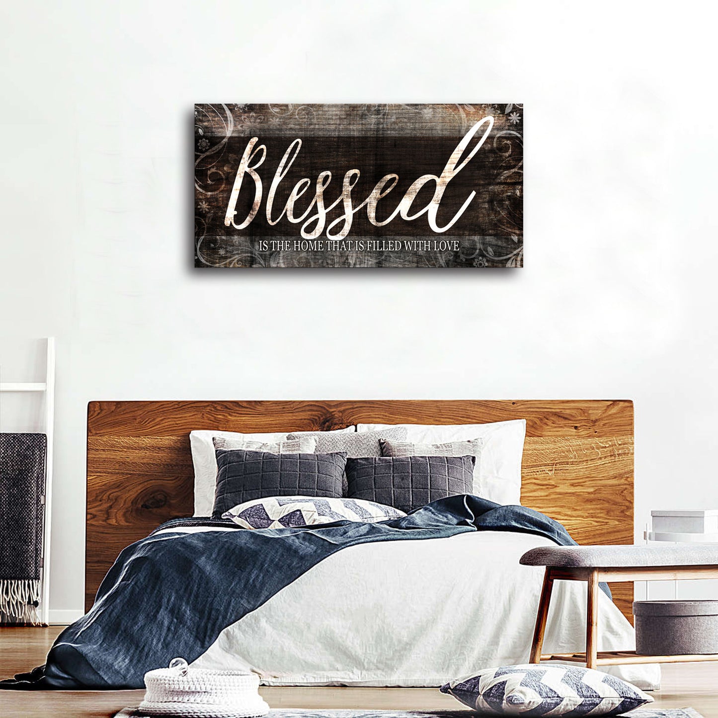 Blessed Home Quote Canvas Wall Art|Brown Wall Decor for Living Room|Blessed is the home Christian Wall Art|Ready to Hang Wall Picture for Dining Room Bedroom Decoration