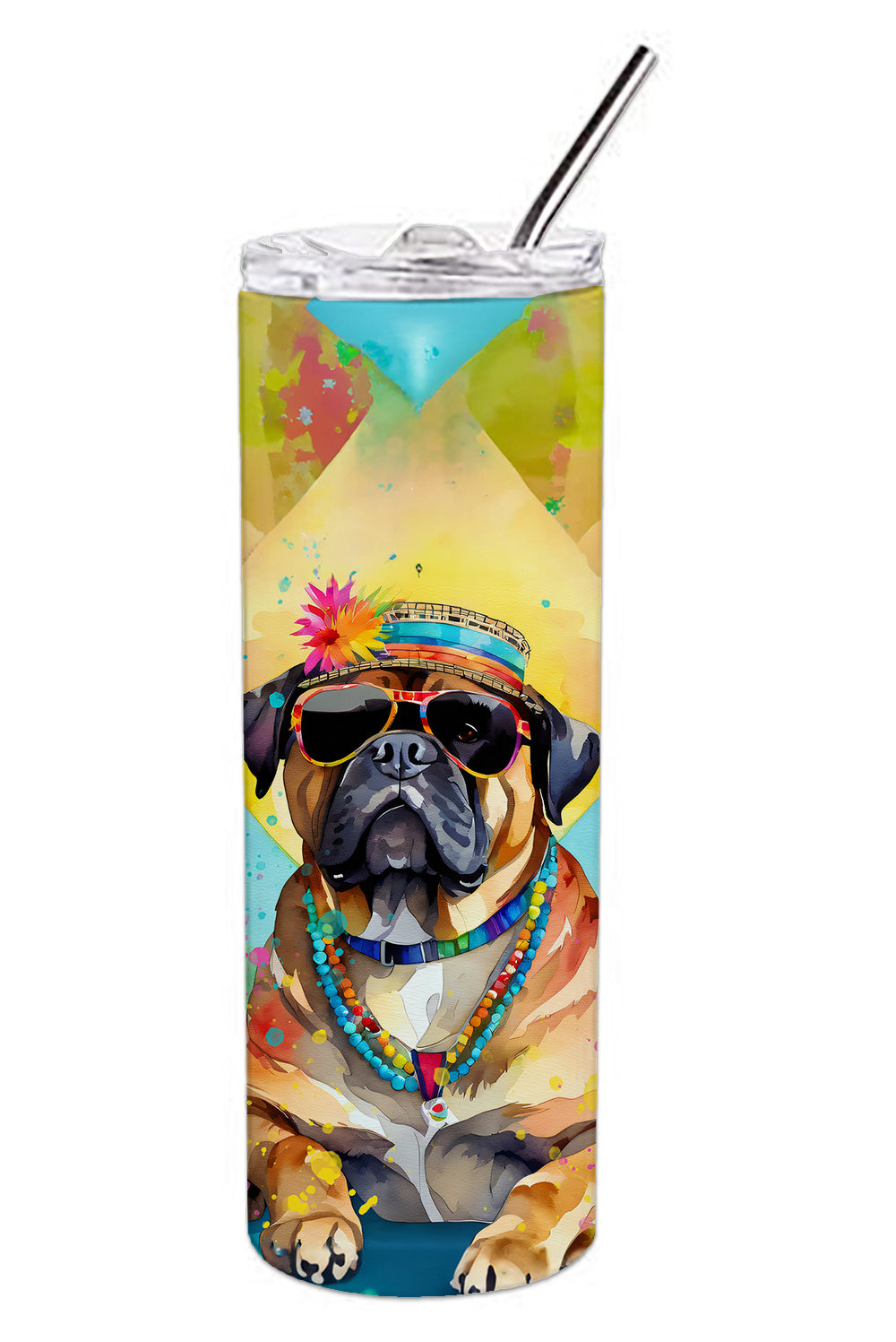 Cane Corso Hippie Dawg Stainless Steel Skinny Tumbler Vacuum Double Walled Reusable Insulated Tumbler Travel Cup for Coffee Cocktails Gift with Lid, 20 oz