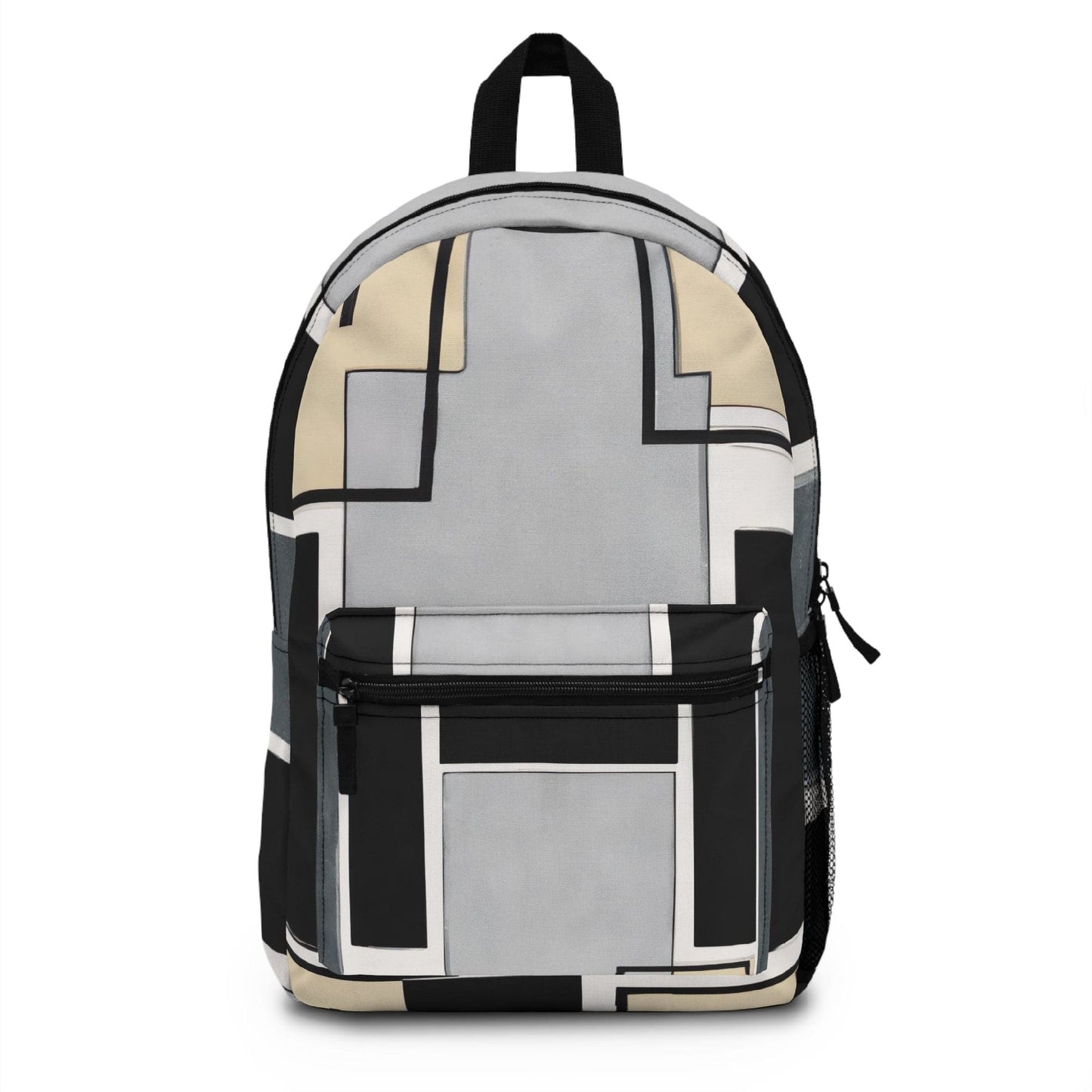 Backpack Work/school/leisure - Waterproof, Abstract Black Grey Brown Geometric Contemporary Art Shapes