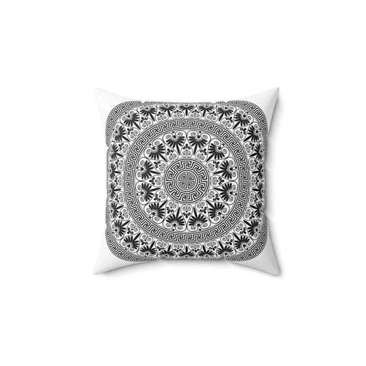 Decorative Throw Pillow Case, White And Black Geometric Boho Pattern