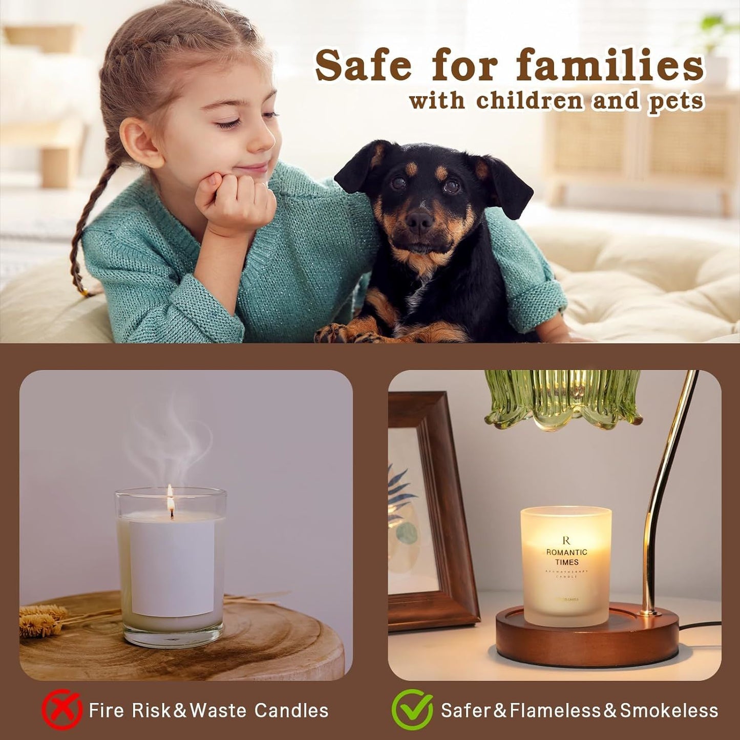 Dimmable Candle Warmer Lamp with Timer Flower