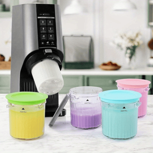 4 Pack Ice Cream Pints and Lids Compatible with Ninja Creami Breeze Ice Cream Makers, BPA-Free, Dishwasher Safe, For nc299 300 301 Not for nc100