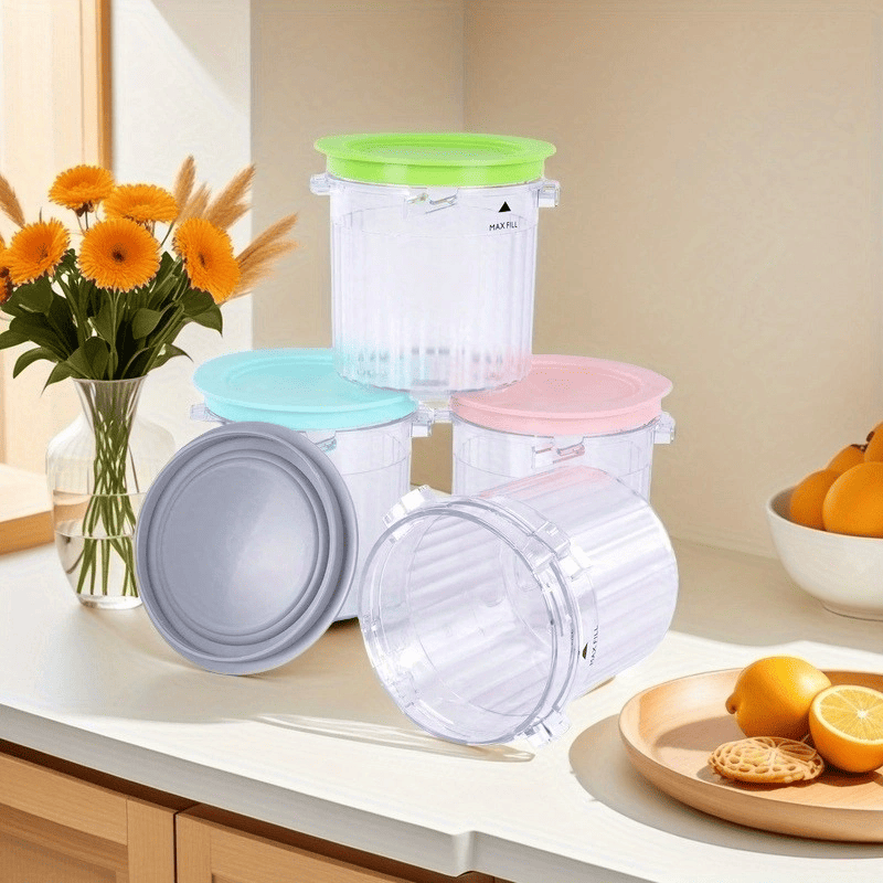 4 Pack Ice Cream Pints and Lids Compatible with Ninja Creami Breeze Ice Cream Makers, BPA-Free, Dishwasher Safe, For nc299 300 301 Not for nc100