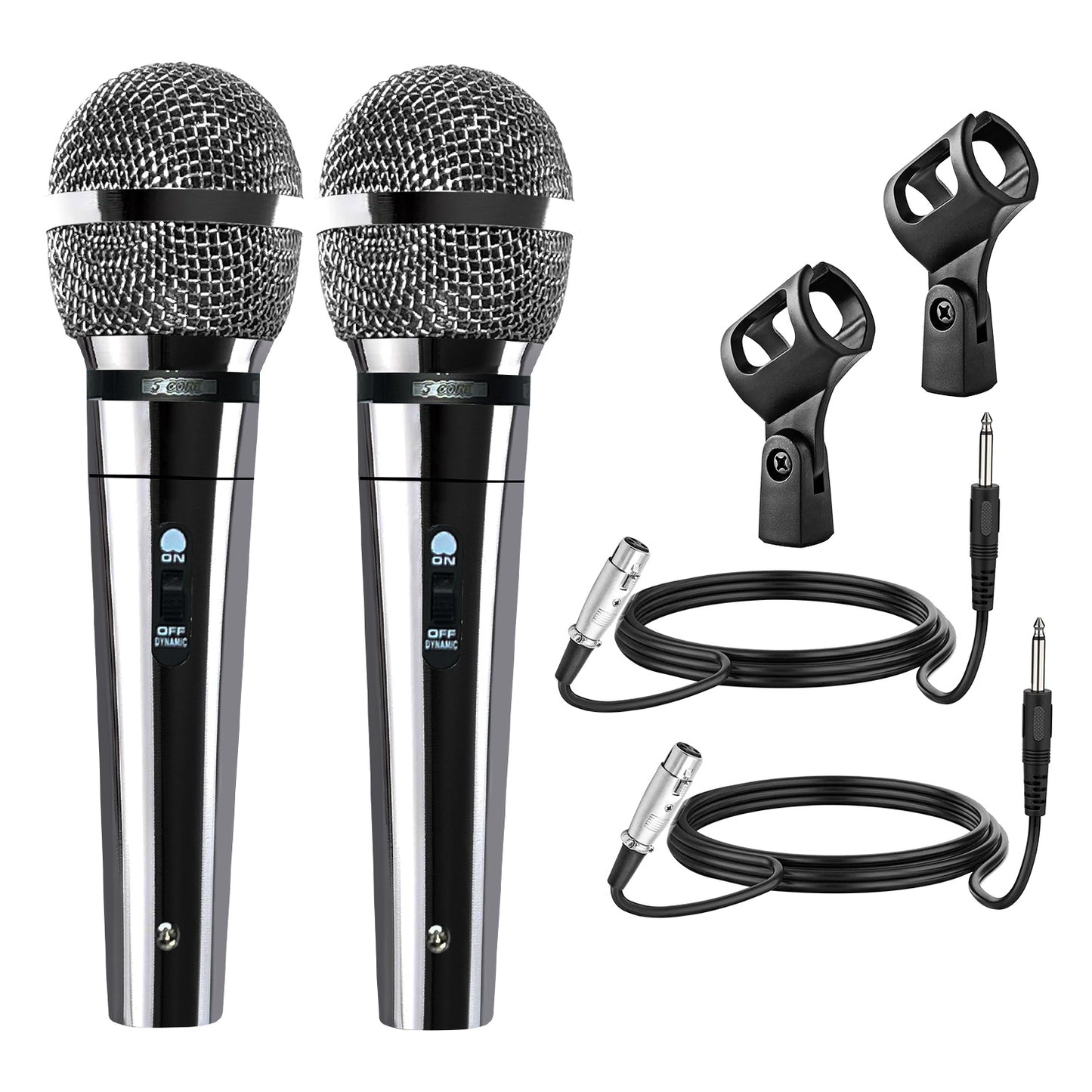 5 Core Microphone XLR Dynamic Mic Karaoke Singing Handheld Microfono Wired Professional Unidirectional 1/4 Plug In Cord Connection for Vocal DJ Music - PM 111 CH