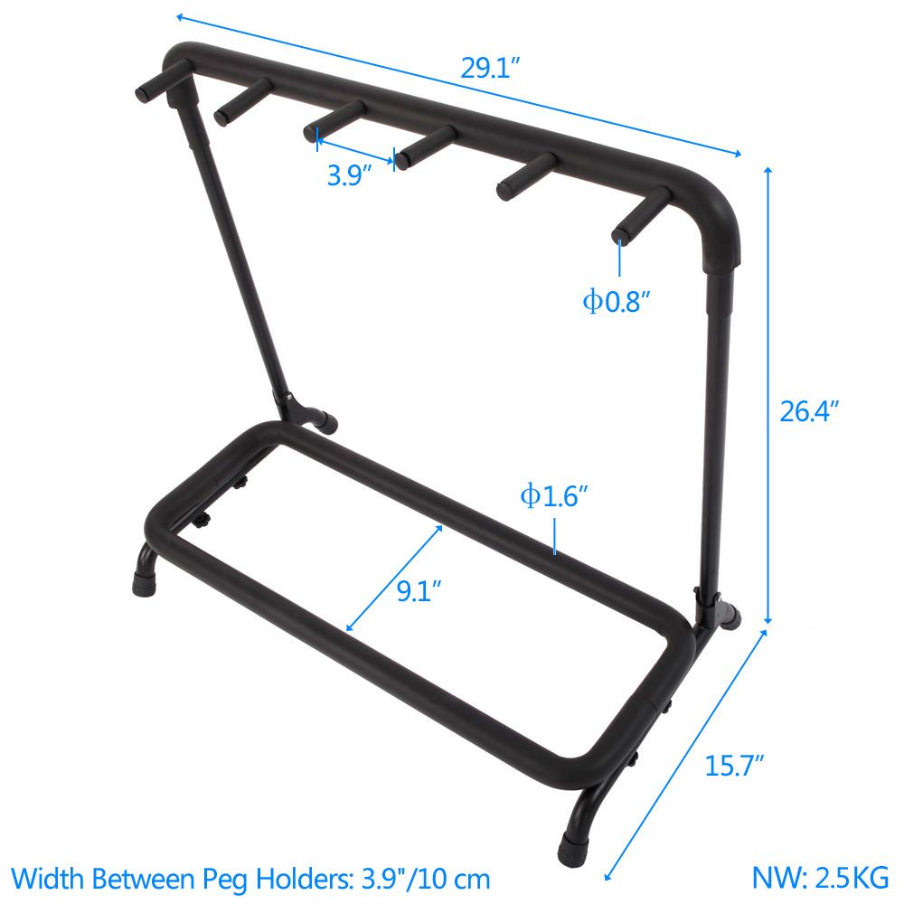 5-Slot Guitar Holder Rack Stand Black