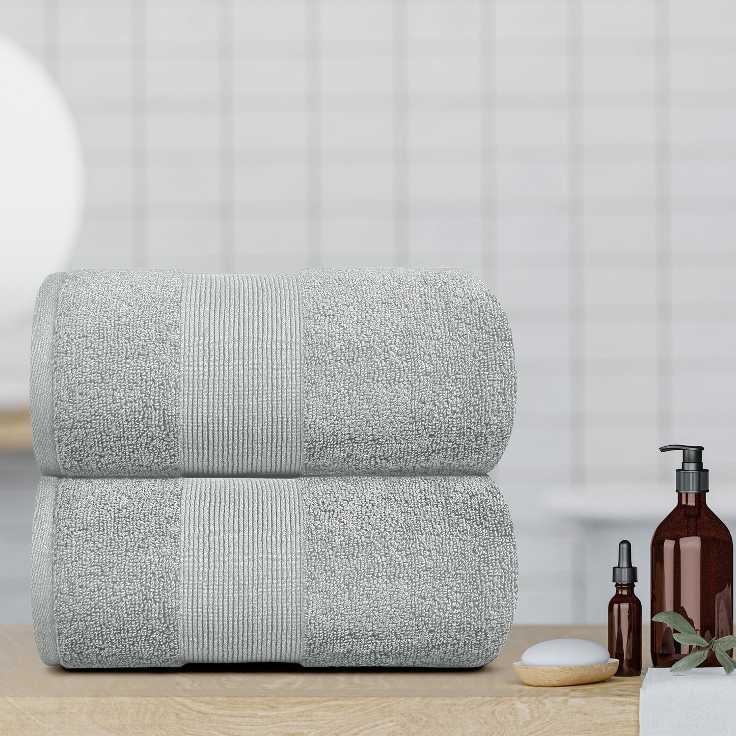 Resort Collection Soft Bath Sheet Towels 2 Pack Dolphin Grey 35x70 inch Oversize Large Luxury Hotel Plush & Absorbent Cotton Bath Sheet