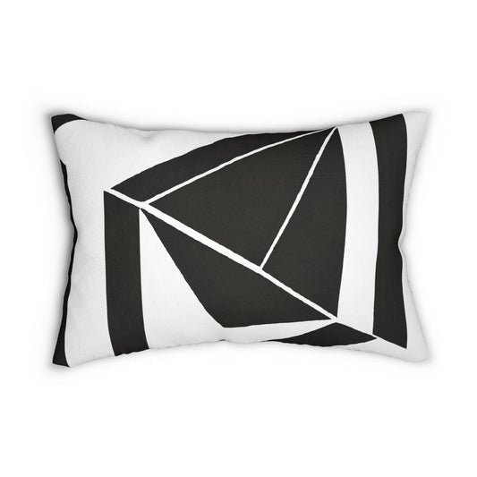 Decorative Lumbar Throw Pillow - Black And White Geometric Pattern