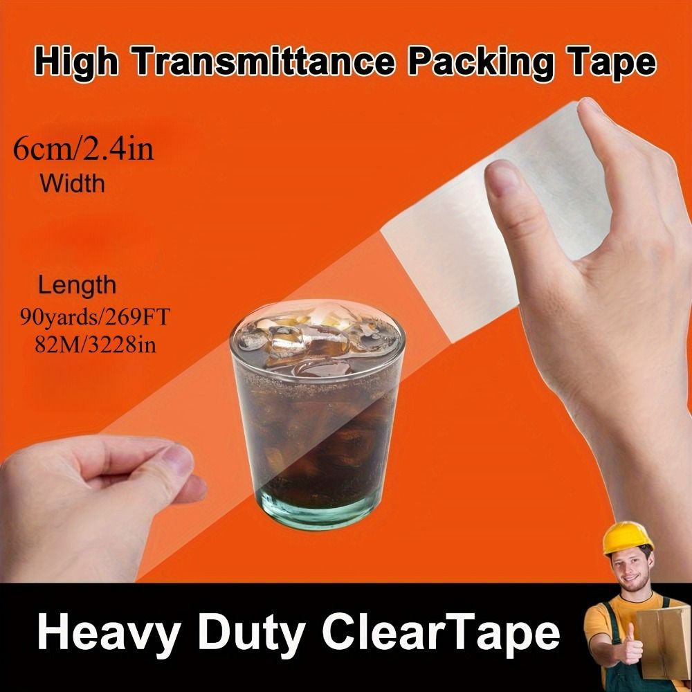 Clear Packing Tape, Heavy Duty Packaging Tape for Shipping Packaging Moving Sealing, 2.5 inches Wide, 90 Yards Per Roll