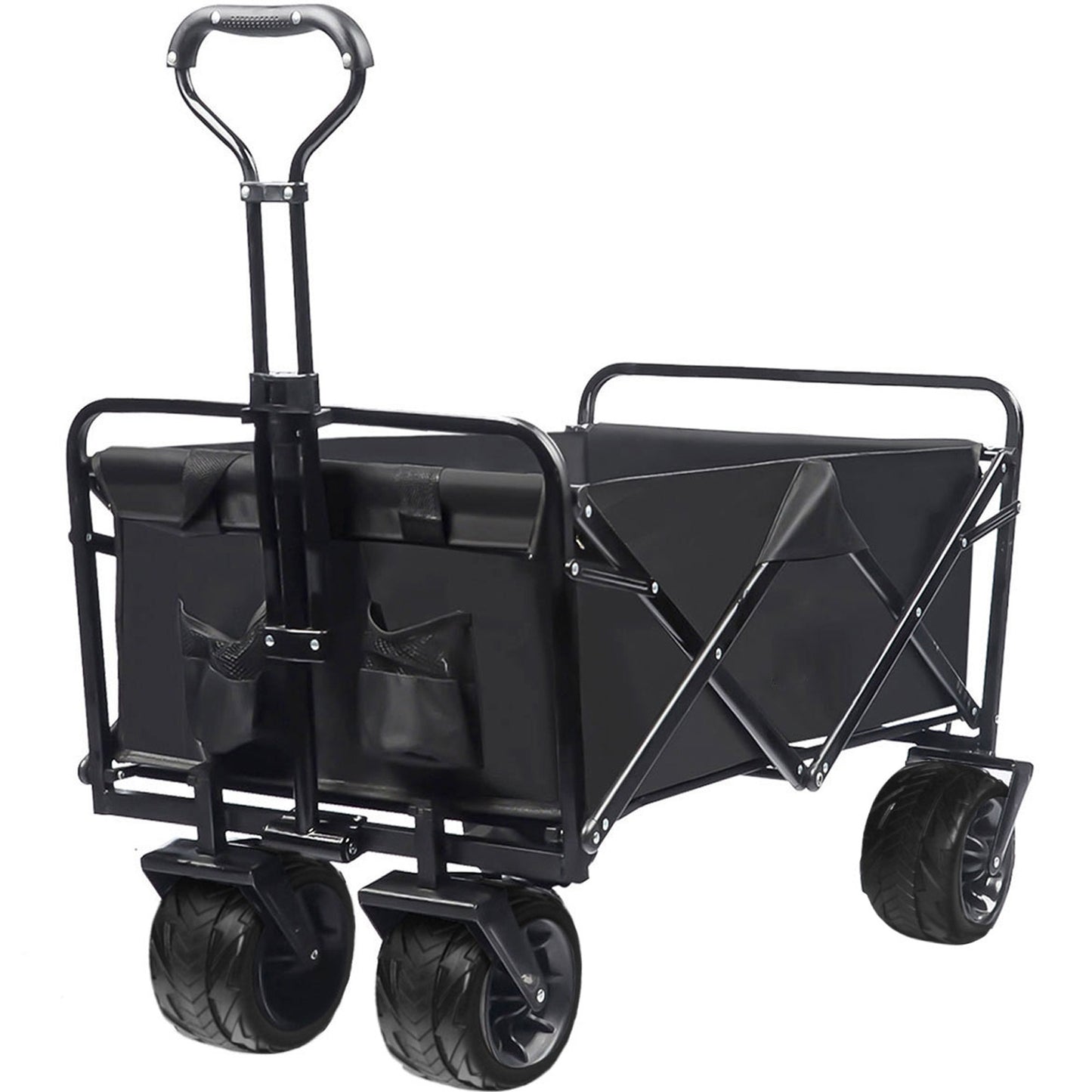 Collapsible Heavy Duty Beach Wagon Cart Outdoor Folding Utility Camping Garden Beach Cart with Universal Wheels Adjustable Handle Shopping