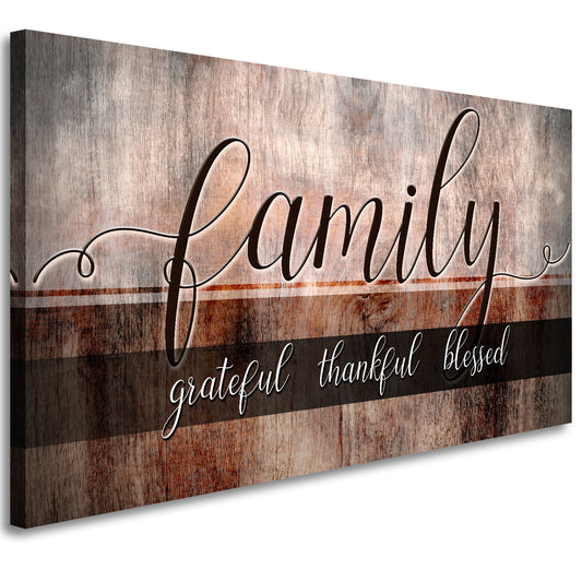 Canvas Wall Art for Living Room,Family Grateful Thankful Blessed,Family Wall Decor,Christian Wall Decor,Blessed Wall Decor,Artwork Framed Painting Home Decoration Ready to Hang 20"x40"