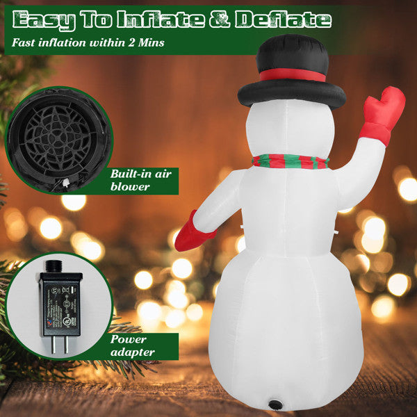 7.9FT Christmas Inflatable Giant Snowman Blow up Light up Snowman with LED Lights Hat Scarf IPX4 Waterproof Christmas Outdoor Yard Lawn Holiday Decoration Xmas Kid Gift