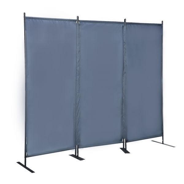 6 Ft Modern Room Divider, 3-Panel Folding Privacy Screen w/ Metal Standing, Portable Wall Partition XH