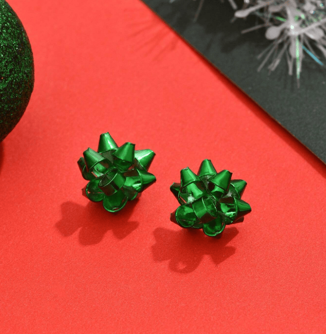 Christmas Bowknot Stud Earrings -  Festive Charm for Your Holiday Season