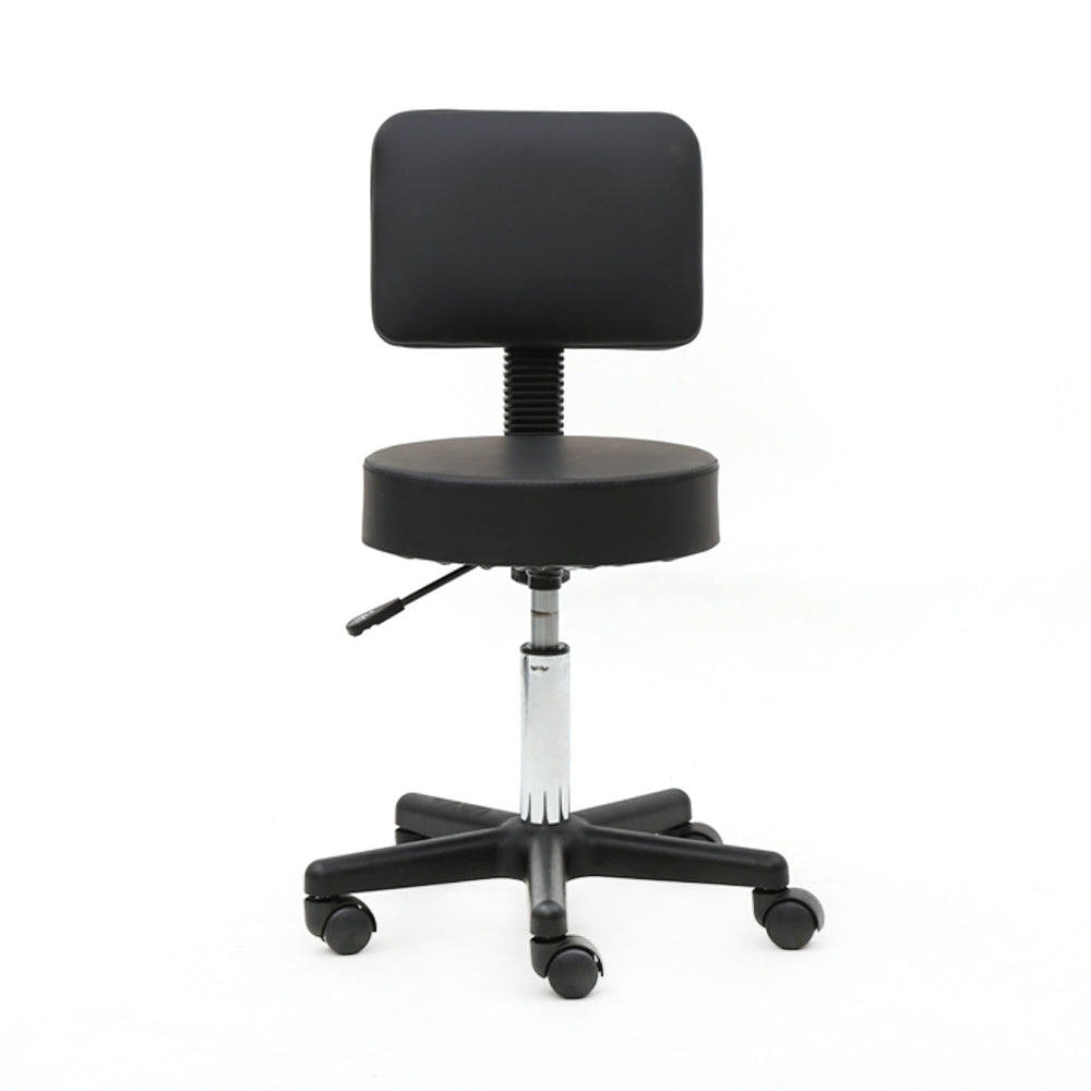 Round Shape Plastic Adjustable Salon Stool with Back Black