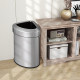 60L Stainless Corner Steel Trash Bin with Lid and Anti-slip Bottom