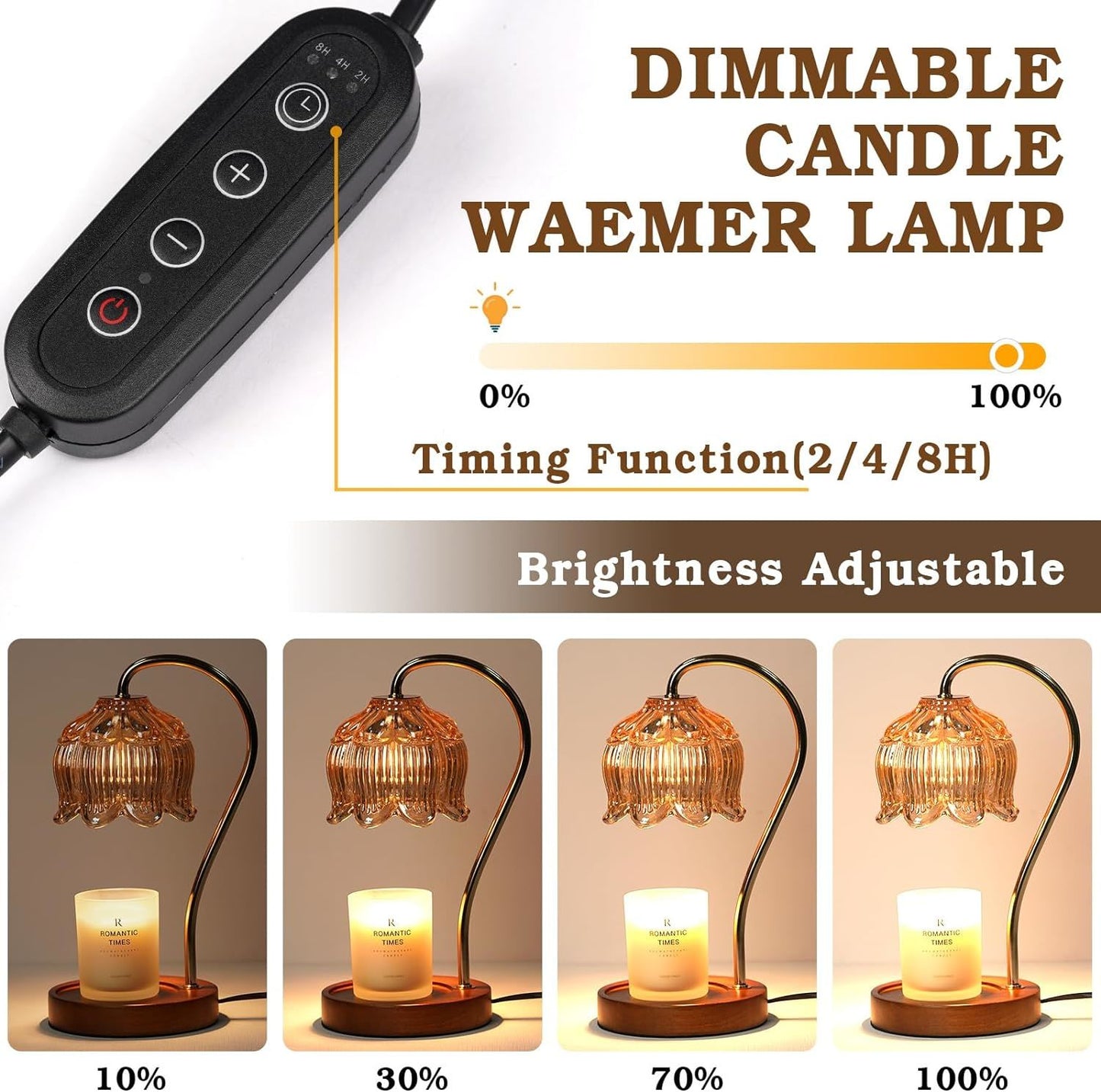 Dimmable Candle Warmer Lamp with Timer Flower