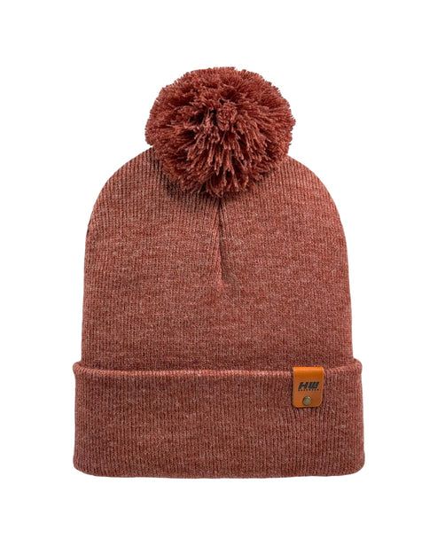 HAAKWEAR Pom Pom Beanie - Made in USA - Rusty Burgundy