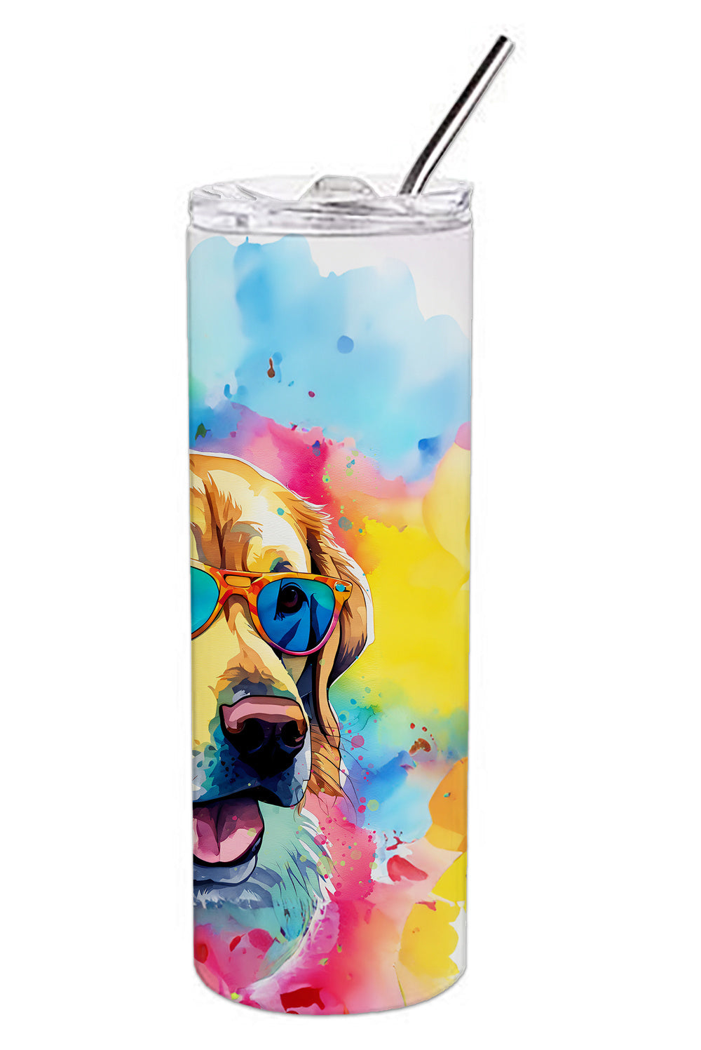 Yellow Labrador Hippie Dawg Stainless Steel Skinny Tumbler Vacuum Double Walled Reusable Insulated Tumbler Travel Cup for Coffee Cocktails Gift with Lid, 20 oz