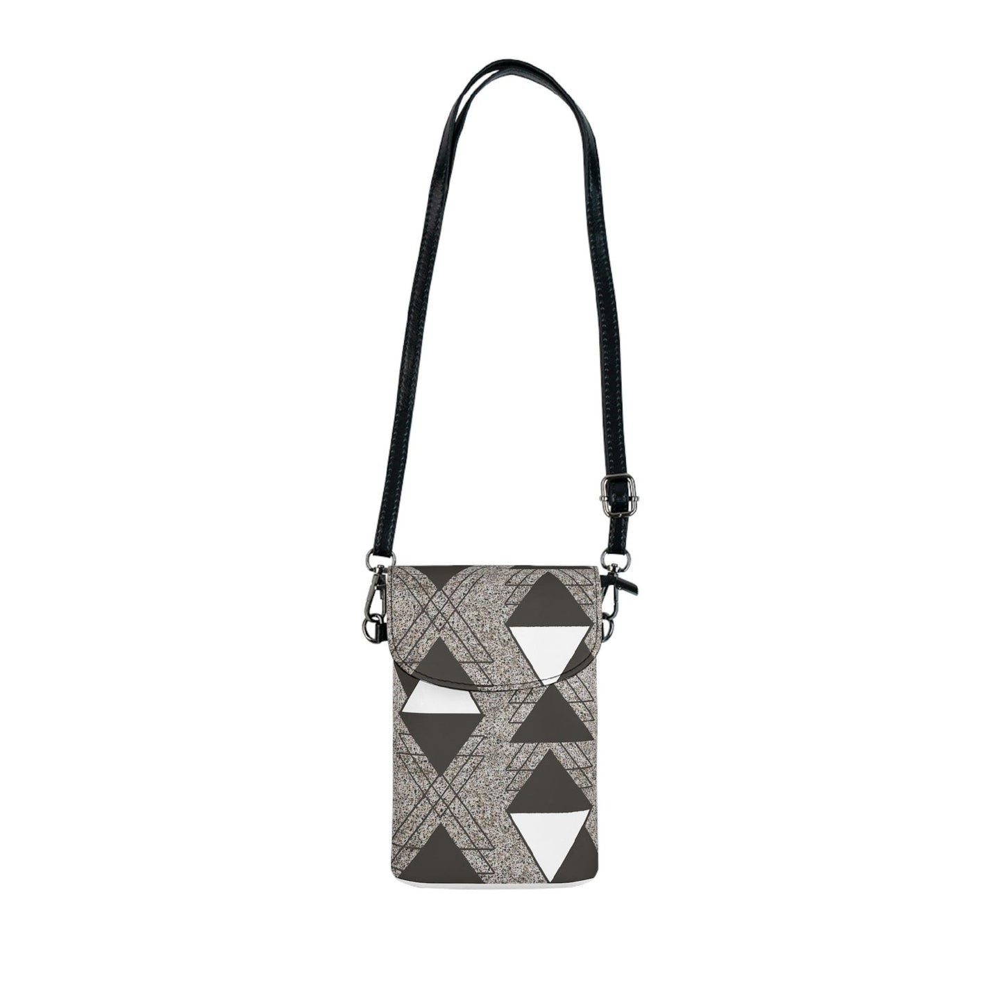 Crossbody Cell Phone Wallet Purse, Brown And White Triangular Colorblock