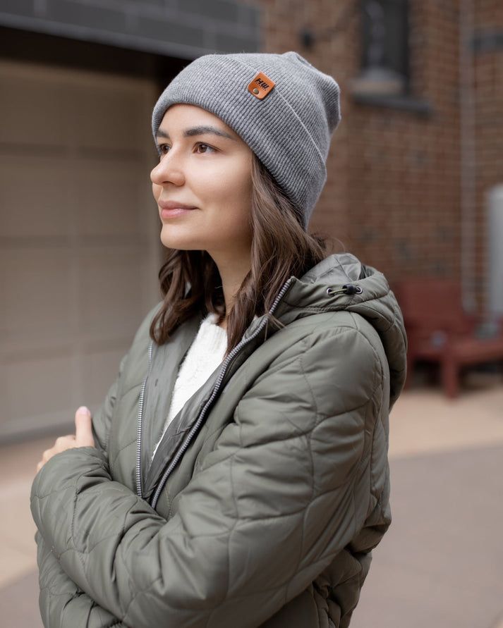 HAAKWEAR Theta-Stitch Cuffed Beanie - Designed and Made in USA (Patent Pending Design) - Koala Gray