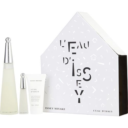 L'EAU D'ISSEY by Issey Miyake EDT SPRAY 3.3 OZ & BODY LOTION 1.6 OZ & EDT SPRAY 0.33 OZ MINI