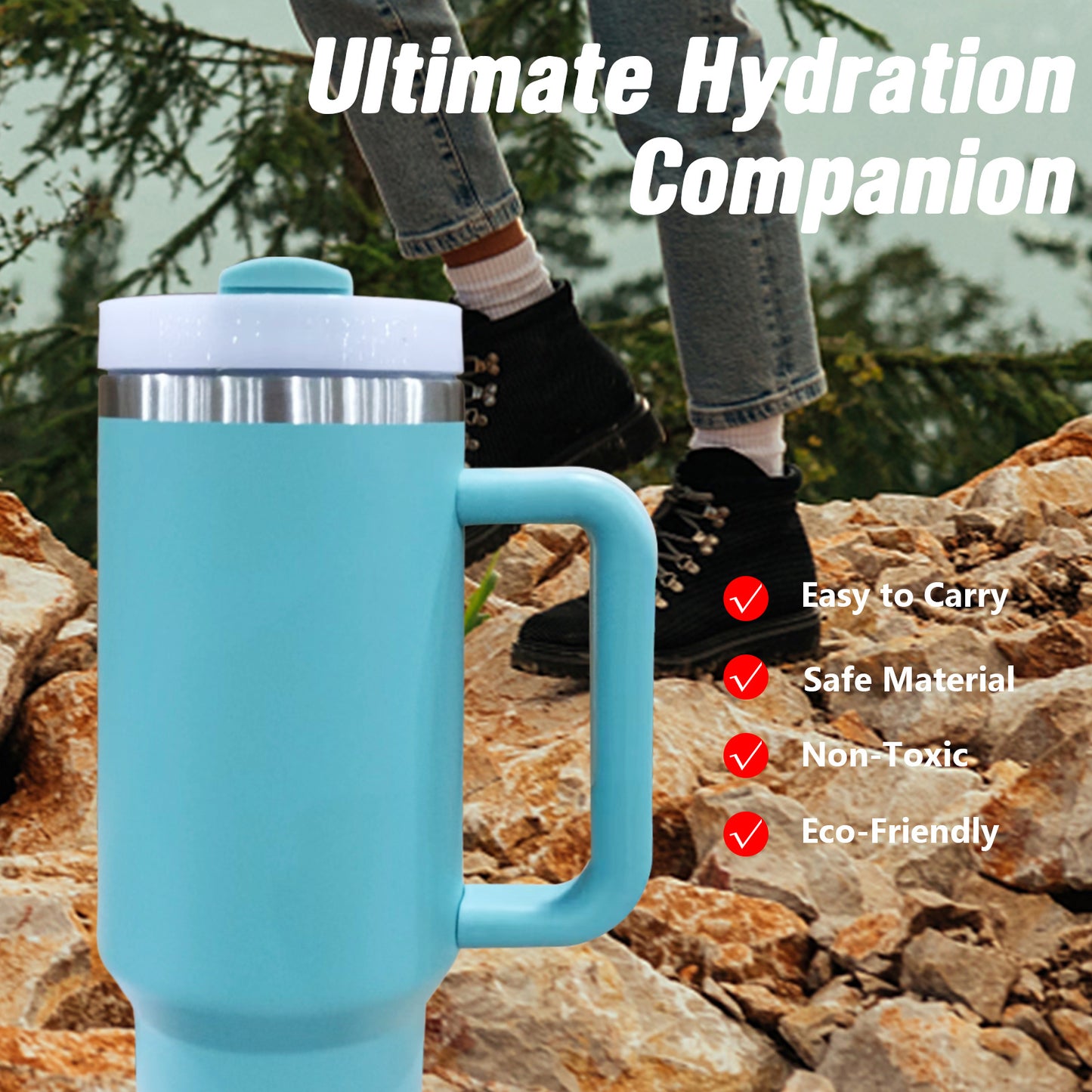 40oz V2 large capacity tumbler,  With Handle And Straw Lid, Insulated Reusable Stainless Steel Water Bottles Travel Mug Coffee Cup car cup water cup For Men Women Outdoor Camping Driving, gift