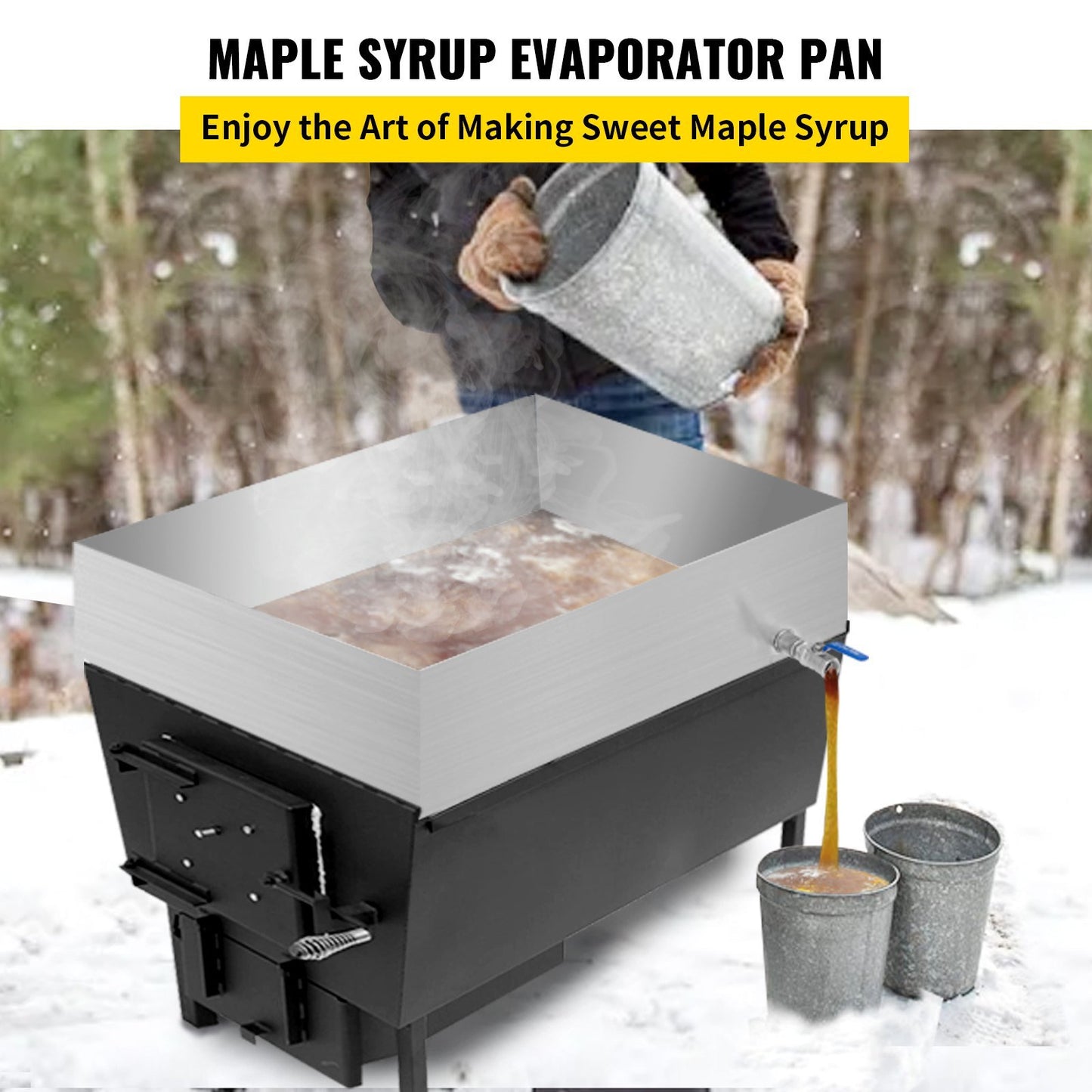 VEVOR Maple Syrup Evaporator Pan 24x18x6 Inch Stainless Steel Maple Syrup Boiling Pan for Boiling Maple Syrup