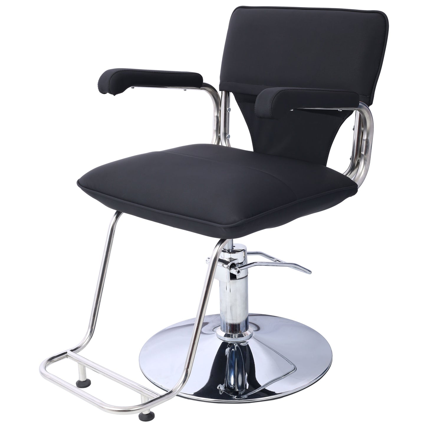 Stainless steel frame,Fashion style Hair Salon Chair Styling Heavy Duty Hydraulic Pump Barber Chair Beauty Shampoo Barbering Chair for Hair Stylist Women Man,with Barber Cape (Black)