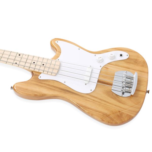 [Do Not Sell on Amazon] Glarry 4 String 30in Short Scale Thin Body GB Electric Bass Guitar with Bag Strap Connector Wrench Tool Burlywood