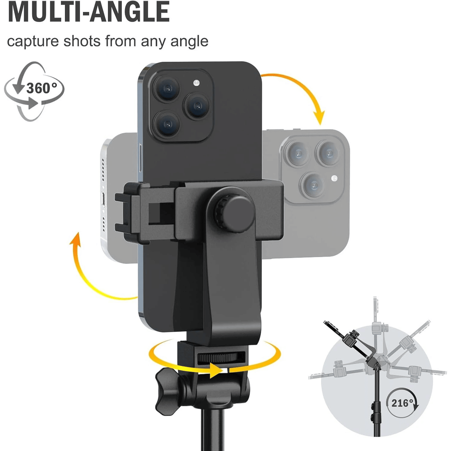 Adjustable Phone and Camera Tripod Stand with Remote, Portable and Sturdy 64'' Tripod for Smartphones and Cameras, Perfect for Video Recording and Live Streaming