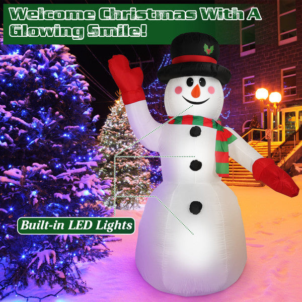 7.9FT Christmas Inflatable Giant Snowman Blow up Light up Snowman with LED Lights Hat Scarf IPX4 Waterproof Christmas Outdoor Yard Lawn Holiday Decoration Xmas Kid Gift