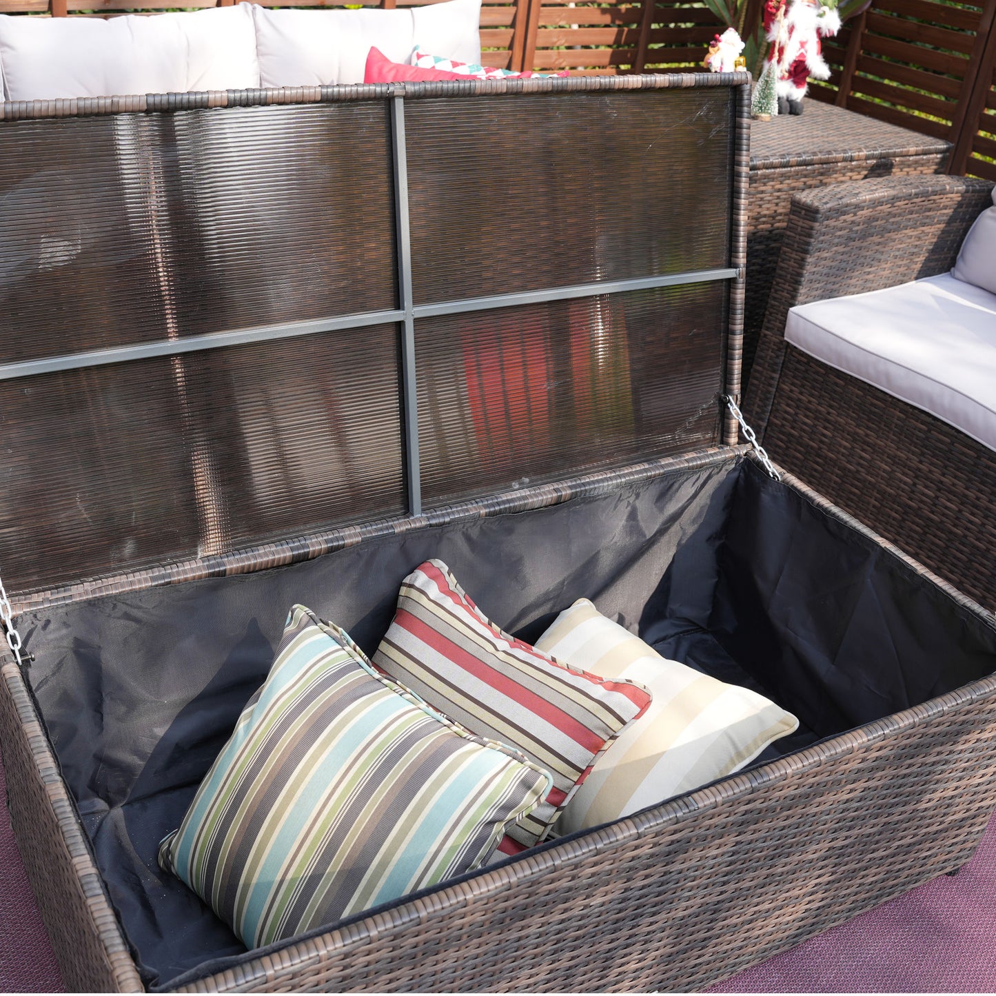 Direct Wicker Outdoor Patio Conversation Set with Storage Box with Cushion