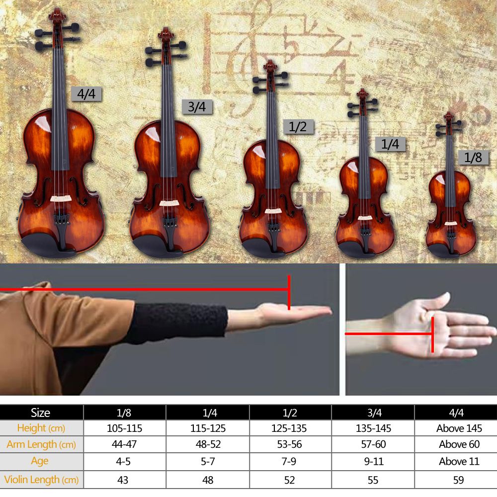 Gifts- 4/4 Classic Solid Wood Violin Case Bow Violin with Strings Rosin Shoulder Rest Electronic Tuner XH