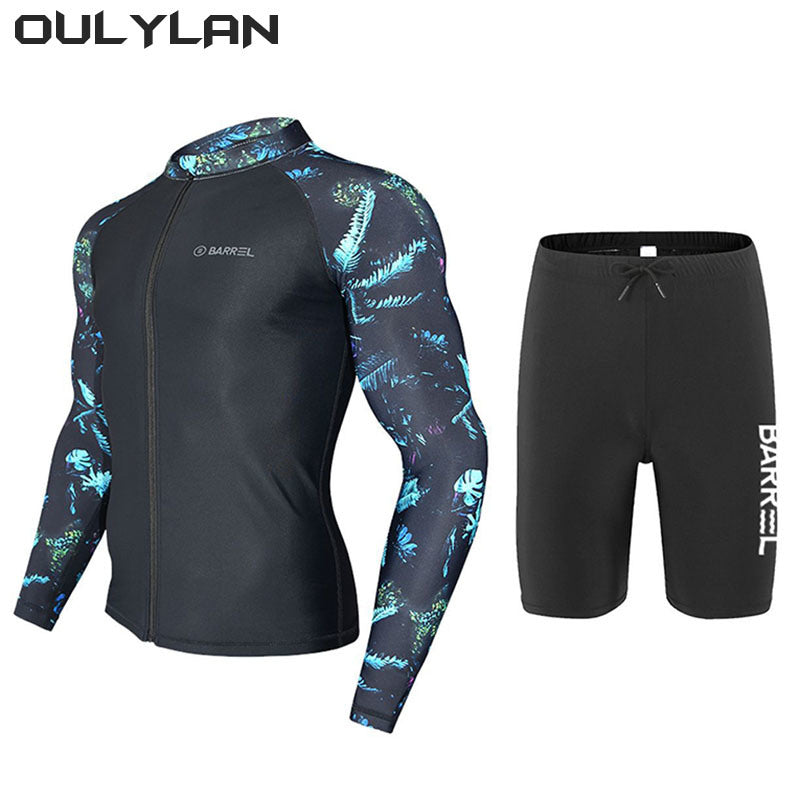 Oulylan Long Sleeve Rash Guards Swimwear Women 2024 Two-Piece Swimsuit Men Surfing Swimming Suit Beach Diving Bath Suit