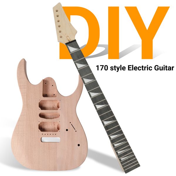 DIY 6 String 170 Style Electric Guitar Kits with Mahogany Body, Maple Neck and Accessories