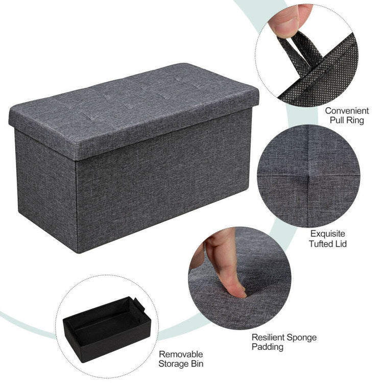 31.5 Inch Storage Ottoman Footrest with Removable Storage Bin