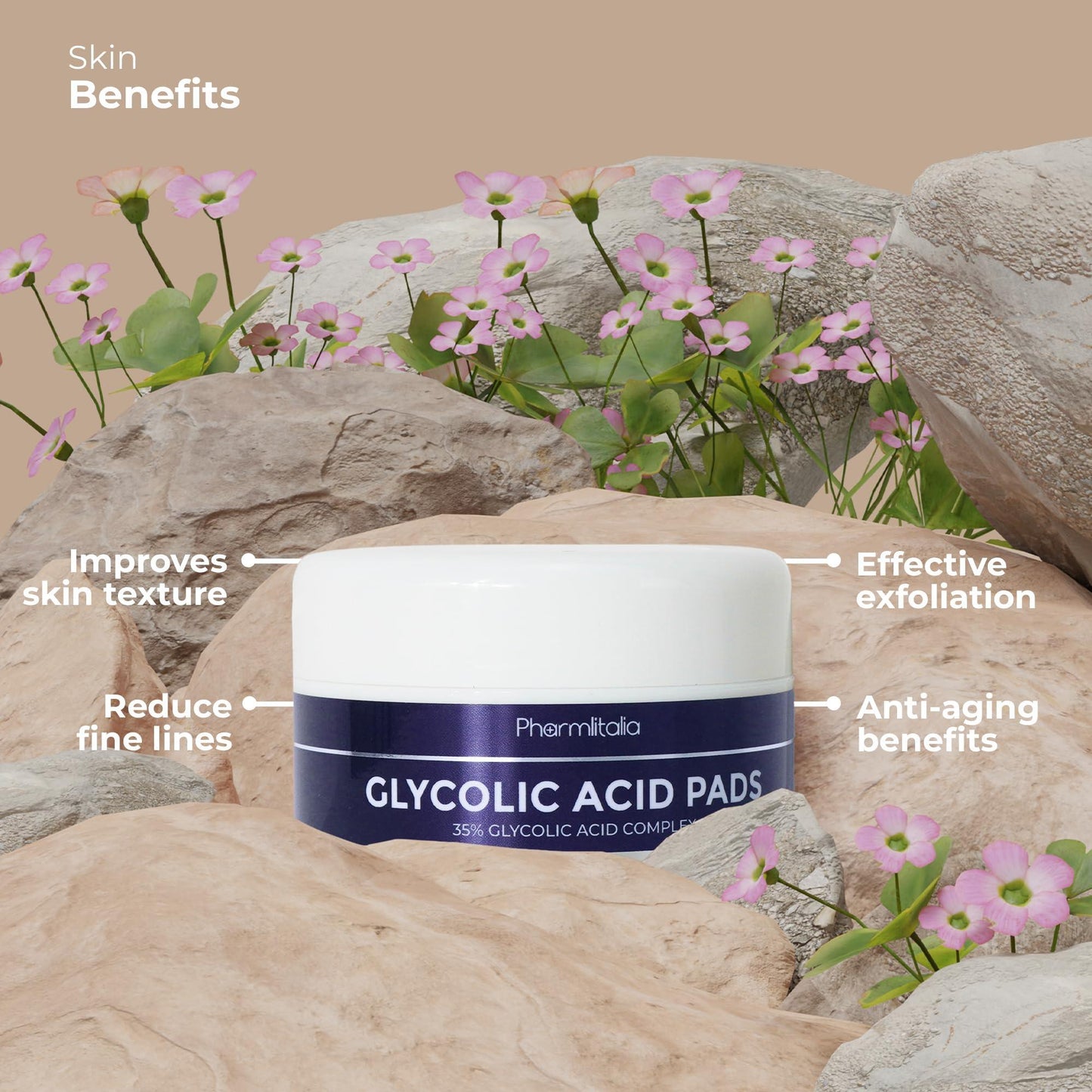 Glycolic Acid Pads 35% Anti Aging Treatment for Clearer Smoother Skin Glycolic Acid Peel Pads For Dark Spots Acne and Wrinkles Infused with Hyaluronic Acid and Retinol 60 Pads