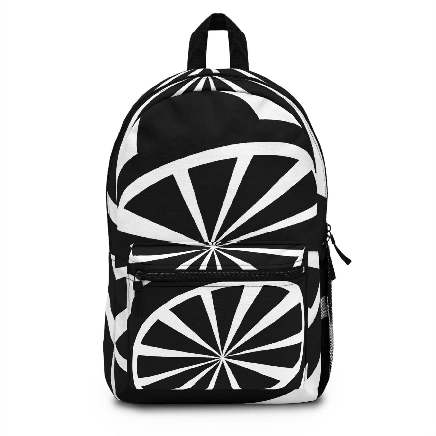 Backpack - Large Water-resistant Bag, Black And White Geometric Pattern