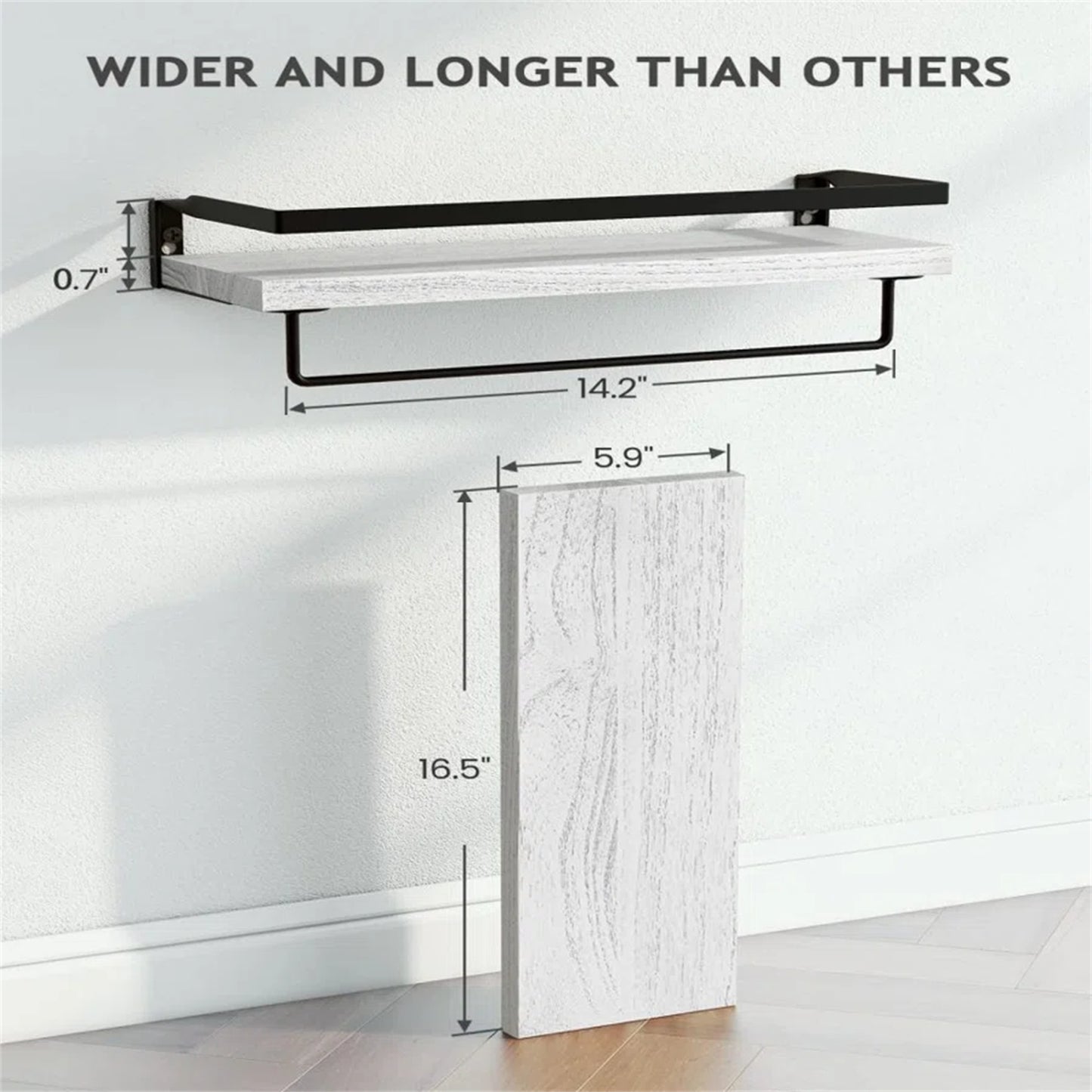 Bathroom Shelf with Towel Bar Set of 2